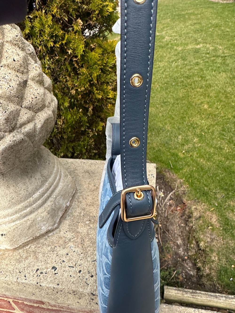 Coach Hadley Blue Denim Signature Jacquard Crossbody with Navy Trim NWT - Picture 12 of 12